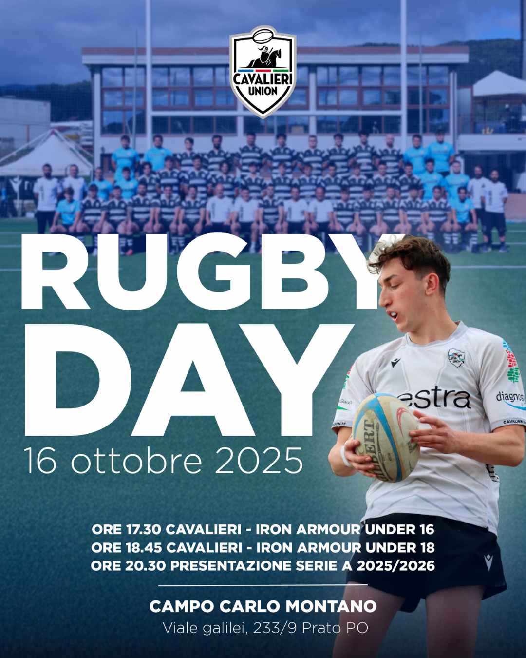 16 ottobre 2025, Rugby Day al Montano: amichevoli internazionali per le giovanili e presentazione della Prima Squadra